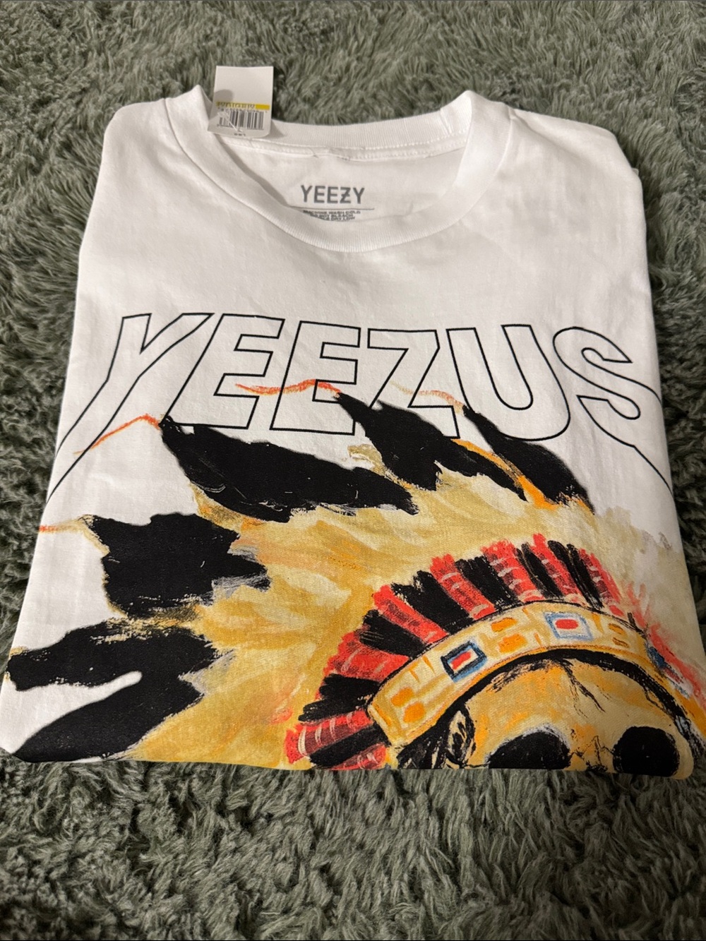 Kanye West Yeezus T-Shirt White Size M Native American Skull Graphic Yeezy NWT
